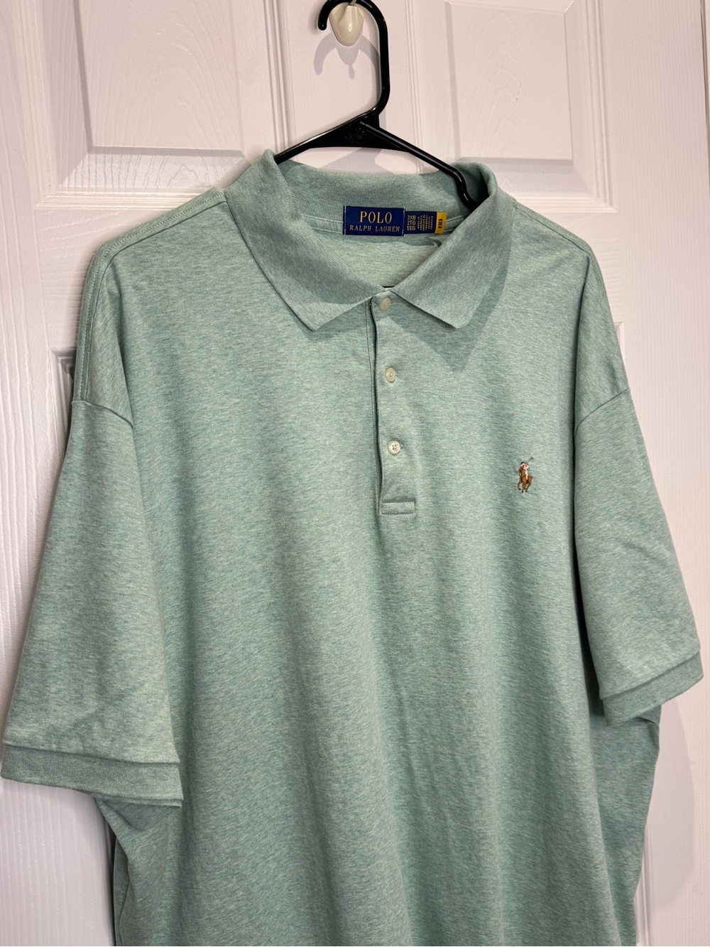 Polo Ralph Lauren Men's 2XB Short Sleeve Polo Green Flesh Pony Resortwear Golf - Picture 4 of 7